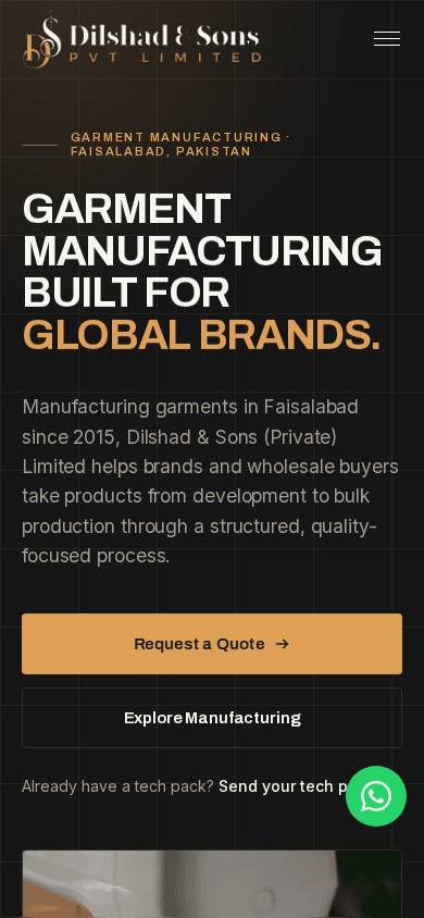 Dilshad & Sons homepage on a mobile viewport
